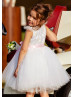 Feifei Sleeves White Lace Tulle Tutu Flower Girl Dress